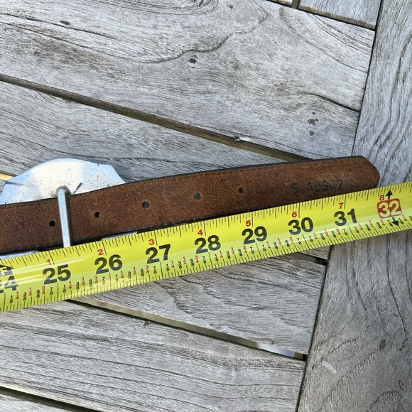 Vtg 90's Brighton Oval Sunflower Concho Belt S Brown Leather Floral Boho Cowgirl - Picture 15 of 15